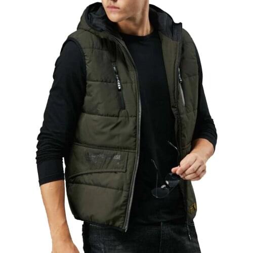 Autumn Winter Warm Hooded Vest Men OUTWEAR Casual Vest Sleeveless Jacket Coat Polyester Waistcoat Male Clothing
