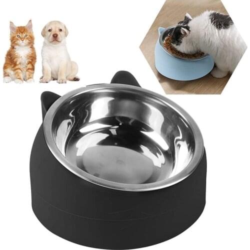 Cat Bowl Kitten Drinker Stainless Steel Safeguard Neck Dogs Food Container Small Dog Waterer Puppy Cats Feeder Water Bowl
