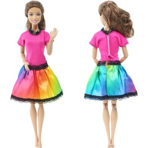Handmade Colourful Dress Evening Party Party Gown Skirt Jumpsuit Doll Clothes for Barbie Doll Dollhouse Accessories DIY Toy