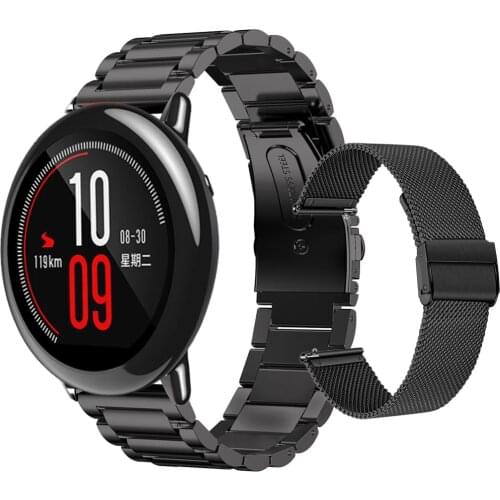 22MM Stainless Steel Straps For Xiaomi Huami Amazfit Stratos 3/2/2S Pace Smart Bracelets Metal Watchband For Amazfit GTR 47MM 2E