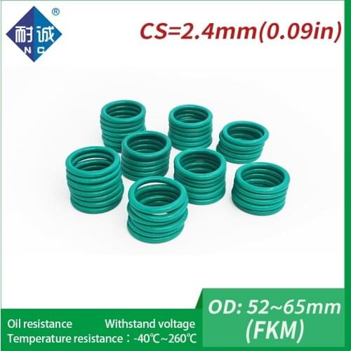 1PC/lot Rubber Ring Green FKM O ring Seals Thickness 2.4mm OD52/54/55/56/57/60/62/64/65mm Rubber O-Rings Fuel Washer