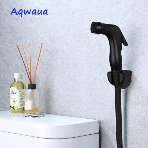 Aqwaua Black Toilet Bidet Hand Sprayer Shower Head Shattaf Hygienic Shut off Sprayer Accessories for Bathroom