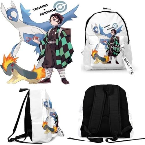 Demon Slayer Kimetsu no Yaiba Backpack Canvas Bag School Bags Kamado Tanjirou Bags Girls Boys Travel Bag Mochila Notebook Bag