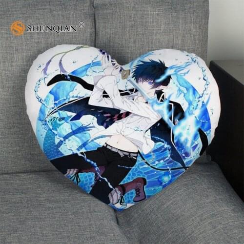 Blue Exorcist Heart Shape Pillow Cover Custom zipper Pillowcase Just Cover No Core Size 41x36cm,47x42cm