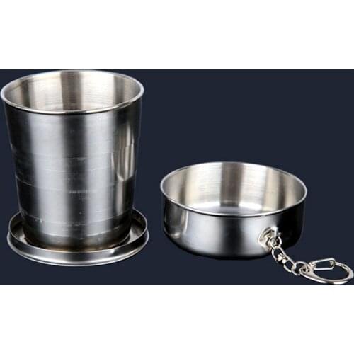 Stainless Steel Collapsible Cup Outdoor Portable Travel Camping Telescopic Folding Cup With Keychain Hand Cup 75ml/150ml/250ml