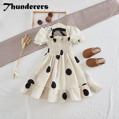 Thunderers Summer New Fashion Printed Toddler Girl Dresses Children Party Short Sleeve Dresses Casual GIrl Clothing Size 3Y-7Y