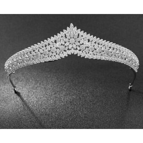Full 5A Level Cubic Zirconia Wedding Bride Flower Tiara Crown Women Girl Hair Jewelry Accessories CH10189