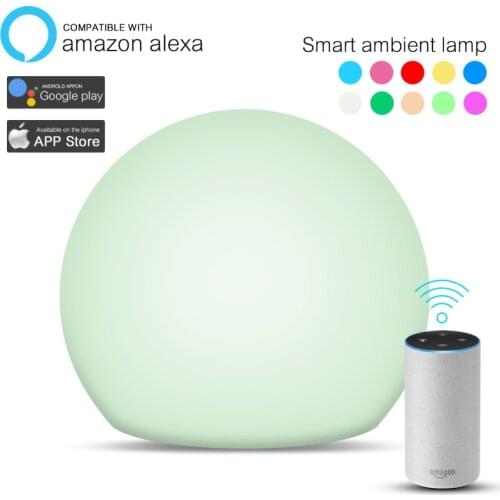 Alexa Google Assistant Tuya WiFi Light Smart Voice Warm Ambient Table Lamp Multiple Light Colors Adjustable Brightness