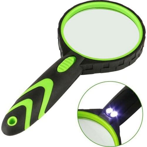 Lighted Magnifying Glass-10X Hand held Large Reading Magnifying Glasses with 12 LED Illuminated Light for Seniors Repair coins