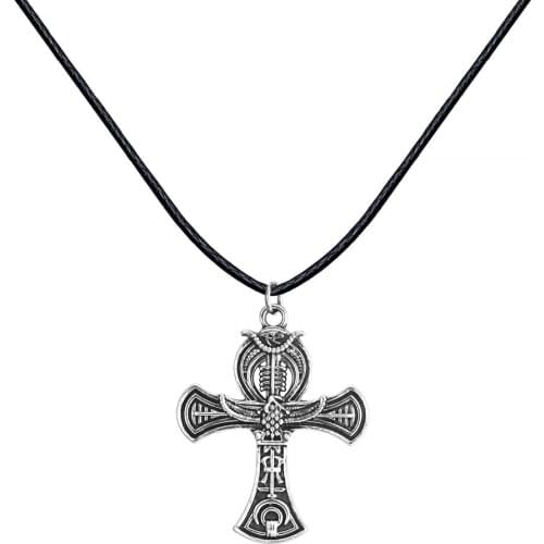 Egyptian Ankh Cross Pendant Necklace Chain Woman Antique metal Charms Jewelry Mens