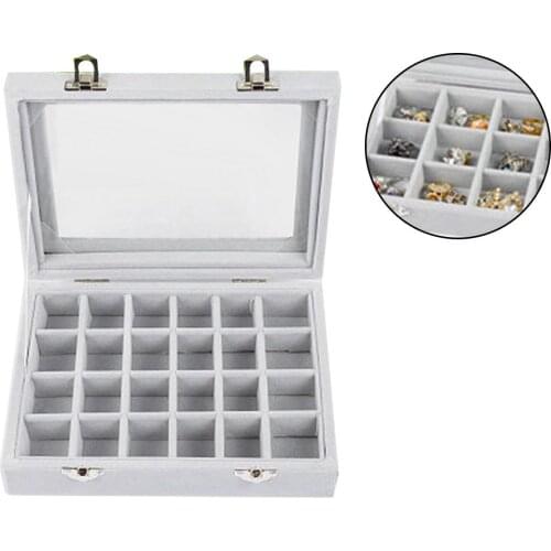 Jewelry Display Tray Classic 24 Grids Velvet Ear Stud Earrings Ring Display Tray Storage Container Organizer Jewelry Display NEW