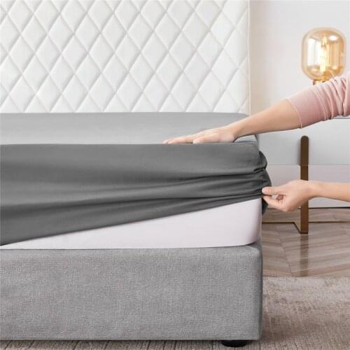 1pc 100%Polyester Solid Fitted Sheet Mattress Cover Four Corners With Elastic Band Bed Sheet