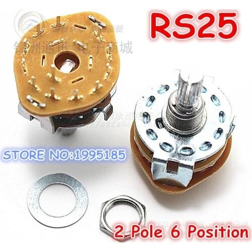 10pcs/Lot RS25 1P11T Band Switches Channel Rotary Switch 1 Pole 11 Position 1*11 gear