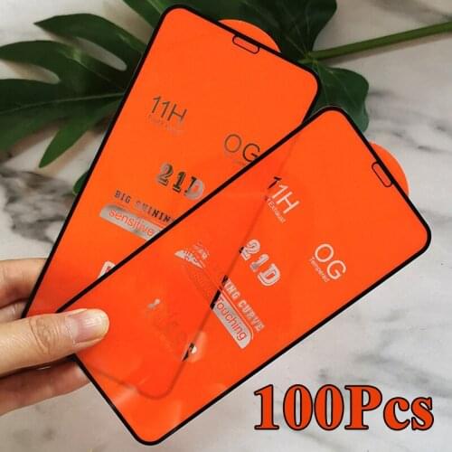 100pcs 21D Full Glue Tempered Glass Screen Protector Film For TECNO Camon 17 16 Premier Spark 7 Pro 6 GO Pova POP 5 4 3 Smart HD