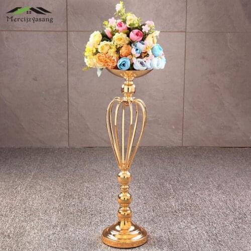 12Pcs/Lot Flower Vases Floor Metal Vase Plant Floral Holder Flower Pot Road Lead for Home/Wedding Corridor Decoration G171