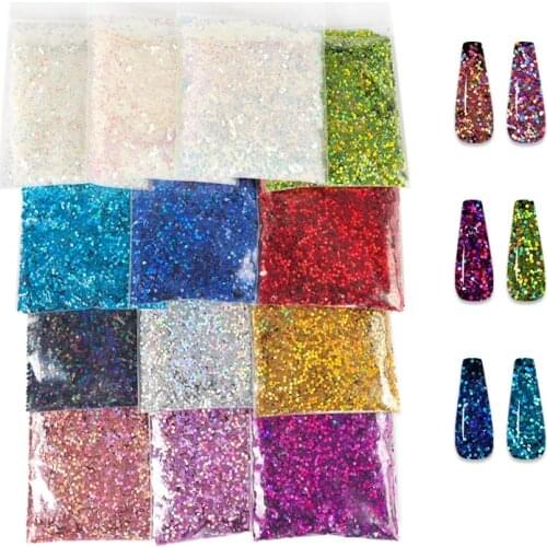 13Bag/Sets Holographic Nail Glitter Flakes Sequins Sparkly Hexagon Shape Paillette Manicure Nails Accesoires Nail Art Design Kit