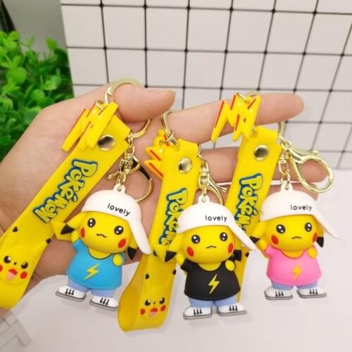 2021 Fashion Japan Anime Pokemon Cute Cartoon Figures Model Toys for Girls Keychain Women Pokmon Men Collection Figure Keychain