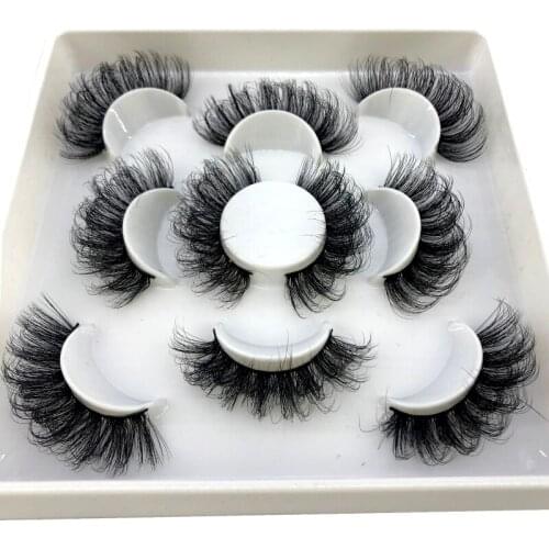 2021 New Eyelashes 5 Pair 25 mm Super Fluffy Mink Wispy With Box Dramatic Volume Messy Long 25mm 3d Mink False Lashes
