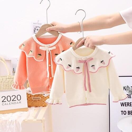 2021Girls Baby Knitted Sweaters Cardigan Fashion Girl Kids Strawberry Autumn Winter Sweater Children Clothes Knit Overcoats