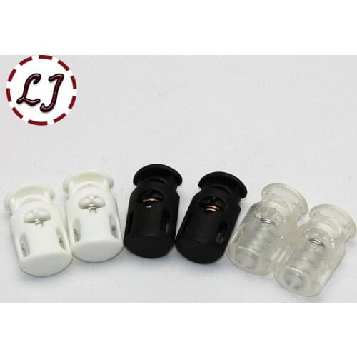30pcs/lot 27mm black white Transparent Nylon Double Holes Plastic Spring Cord Locks Stoppers Toggles plastic Buttons TH006