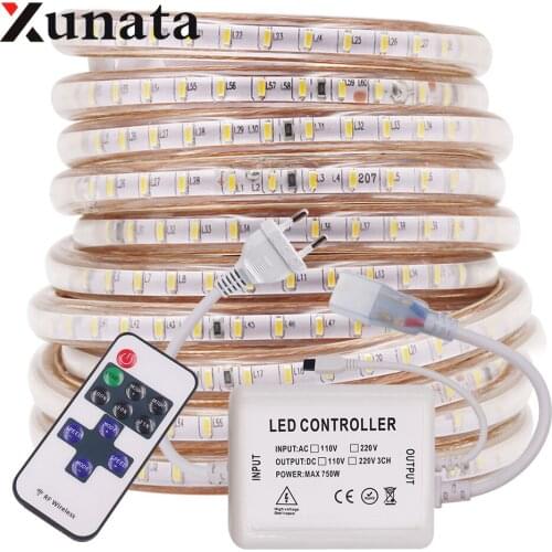 3014 LED Strip Dimmerable Waterproof 220V 120LEDs/m Flexible Ribbon Tape LED Light Lamp White / Warm White / Blue