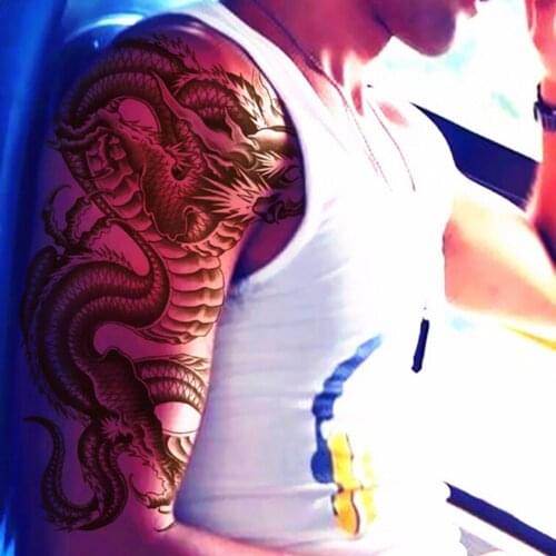 3D Arm Leg Body Art Sticker Cool Temporary Tattoos Black Dragon Removable Waterproof Temporary Tattoo