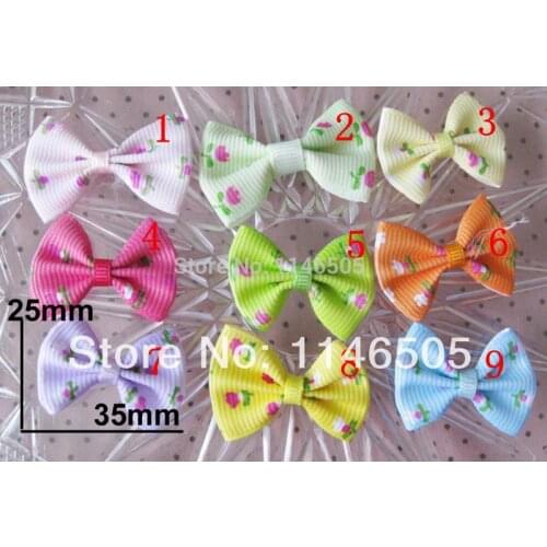 50pcs 35*25mm New Ribbon Bow tie Printing for Craft jewelry accessory gift decorated/satin silk flower/decorate accessory
