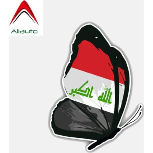 Aliauto Personality Iraq Flag Butterfly Car Sticker Motorcycle Automobile Accessories Reflective Creative Decal PVC,10cm*7cm