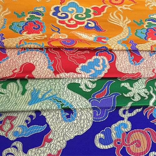 CF35 1Yard Dragon Design Chinese Traditional Silk Brocade Fabric Cheongsam Clothing Costumes Clothing DIY Fabric For Sewing