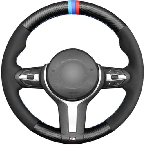Black Carbon Fiber Car Steering Wheel Cover For BMW M Sport F30 F31 F34 F10 F11 F07 F12 F13 F06 X3 F25 F32 F33 F36 X1 F48 X2 F39