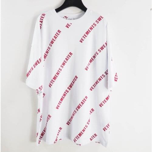 Vetements Short-sleeved Female Couple Loose Street Hip-hop Trend T-shirt Mens Cotton Round Neck Letter Print 13