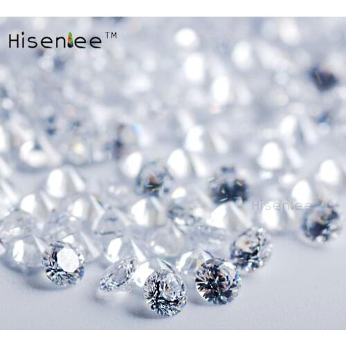Hisenlee AAA 1000pcs Grade White 1.0-1.9mm Cubic Zirconia Stone Round Cut Loose CZ Stone Synthetic Gems Mini 3D Nails Art Decor