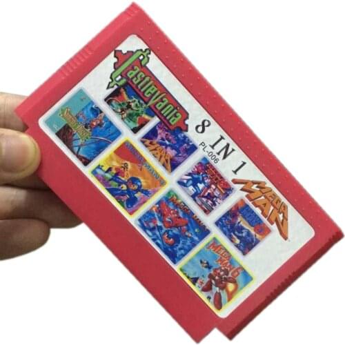 Super Deal 8 In 1 Game Cartridge with Megaman 1/2/3/4/5/6 + Castlevania 1/2 8bit Game Card Drop shipping
