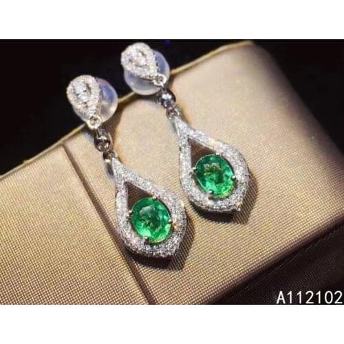 KJJEAXCMY 925 sterling silver inlaid natural emerald Girls' exquisite luxury Chinese style earrings support test