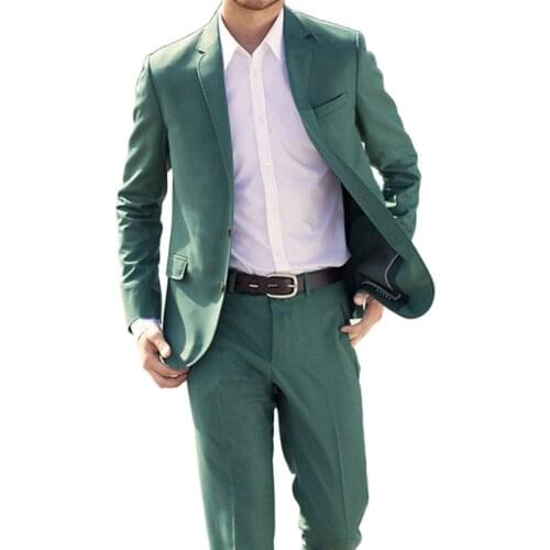 Summer Custom Made Green Mens Suit Dress Best Terno Slim Fit Wedding Terno Masculino Blazer 2pieces (Coat+Pants+Tie)