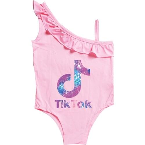 TIK TOK girls swimwear swimsuit One Piece girls bath beach cartoon Party kid