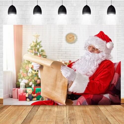 Laeacco Winter Christmas Interior Tree Gift Santa Claus Decor Photography Backdrop Photo Background For Photo Studio