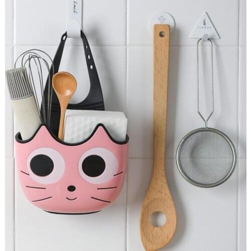 Cute Cat Shape Sink Storage Portable Home Kitchen Hanging Water Filtration Bag Basket Bath Storage Tools