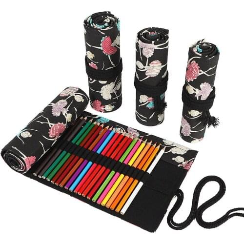 Fashion Ballet Roll School Pencil Case for Girls Pencilcase Large 12/24/36/48/72 Holes Pen Bag Kawaii Canvas Box Bag