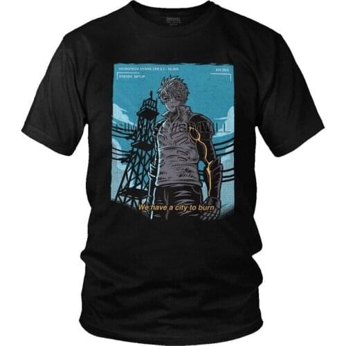 One Punch Man T Shirt Mens 100% Cotton Printing T-shirts Funny Tshirt Short Sleeve Anime Manga Genos Tees Tops