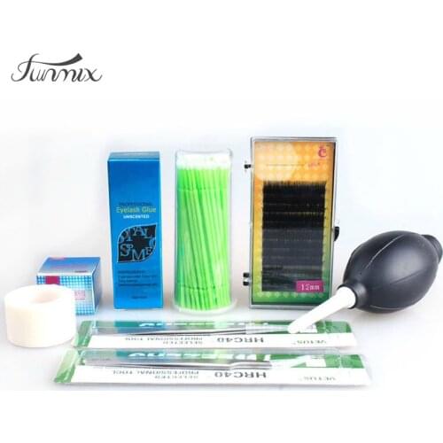 8PCS Eyelash Extension Set Professional Makeup Kit False Eyelashes+Eyelash Glue+Curved Direct Tweezers+Removable glue Kit Set