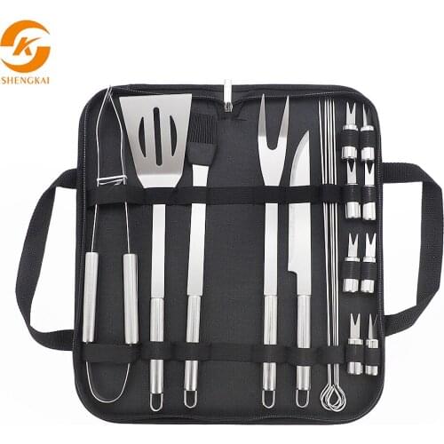18-piece stainless steel bbq barbecue tool outdoor grill corn fork Oxford bag set