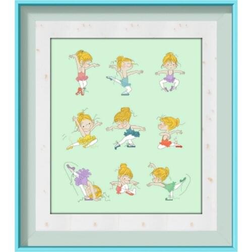 Ballet girl cross stitch kits aida fabric 14ct light green canvas cotton thread embroidery kits DIY handmade needlework