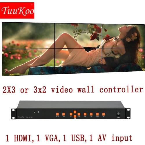 2x3 or 3x2 video wall controller, TV wall display processor for 6 screen unit, HDMI VGA AV USB input ,6HDMI output