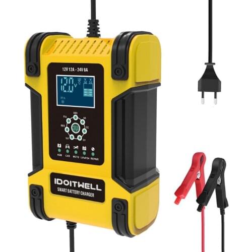 Newest fast truck car battery charger 12V 12A 24V 6A Universal Automatic 12V 24V LiFePo4 Gel AGM Wet lead Acid battery charger