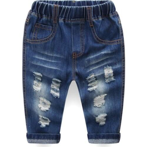 New Spring Boys Jeans Kids Jeans Ripped Jeans for Girls Baby Jeans Holes Denim Pants Legs for Boys Girls Baby Jeans Cotton 1-5Y