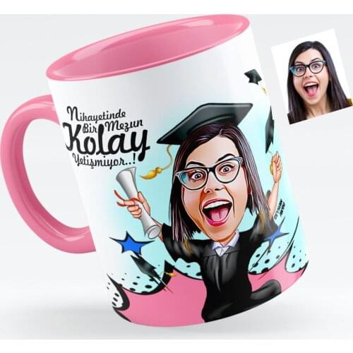 Personalized Women 'S Graduated Caricature Of Pink Mug cup-1
