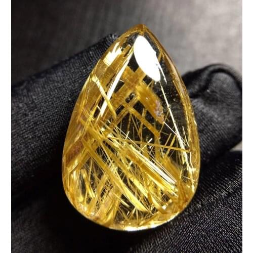 Genuine Natural Gold Rutilated Quartz Pendant Brazil 29.8*20*10mm Wealthy Flower Women Jewelry 18K Gold AAAAAA
