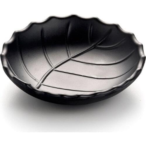 Black Resin Leaves Plate Tree Leaf Jewelry Snacks Dessert Silver Storage Tray Rose Gold Ceramics Jewelry Enamel Trinket Dish