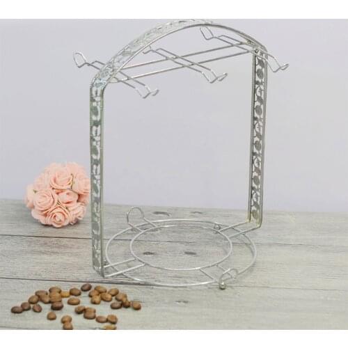 Silver Plating Coffee Cup Hob Cup Dish Rack Can Hang Most 6 Cups and Saucers Met D0AD